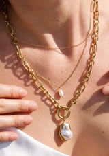 JALEN DOUBLE CHAIN PEARL NECKLACE