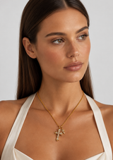 LAZARA DOUBLE CROSS PENDANT NECKLACE