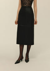 AVEN LEATHER MIDI SKIRT