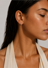 RIDGE CROSS HUGGIE HOOP EARRING