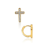 RIDGE CROSS HUGGIE HOOP EARRING