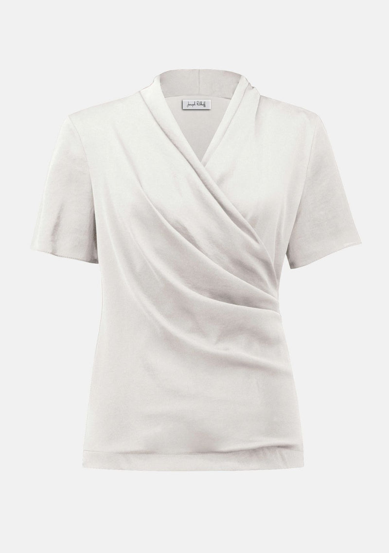 RECYCLED SATIN AND SILKY KNIT WRAP TOP