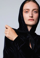 VELOUR ZIP FRONT HOODIE