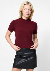 VHARI KNIT SHORT SLEEVE MOCK NECK TOP