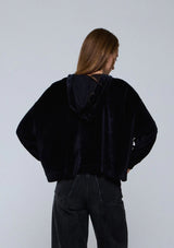 VELOUR ZIP FRONT HOODIE