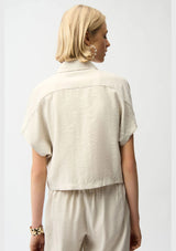 RECYCLED TEXTURED WOVEN BOXY JACKET WITH ZIPPER FRONT