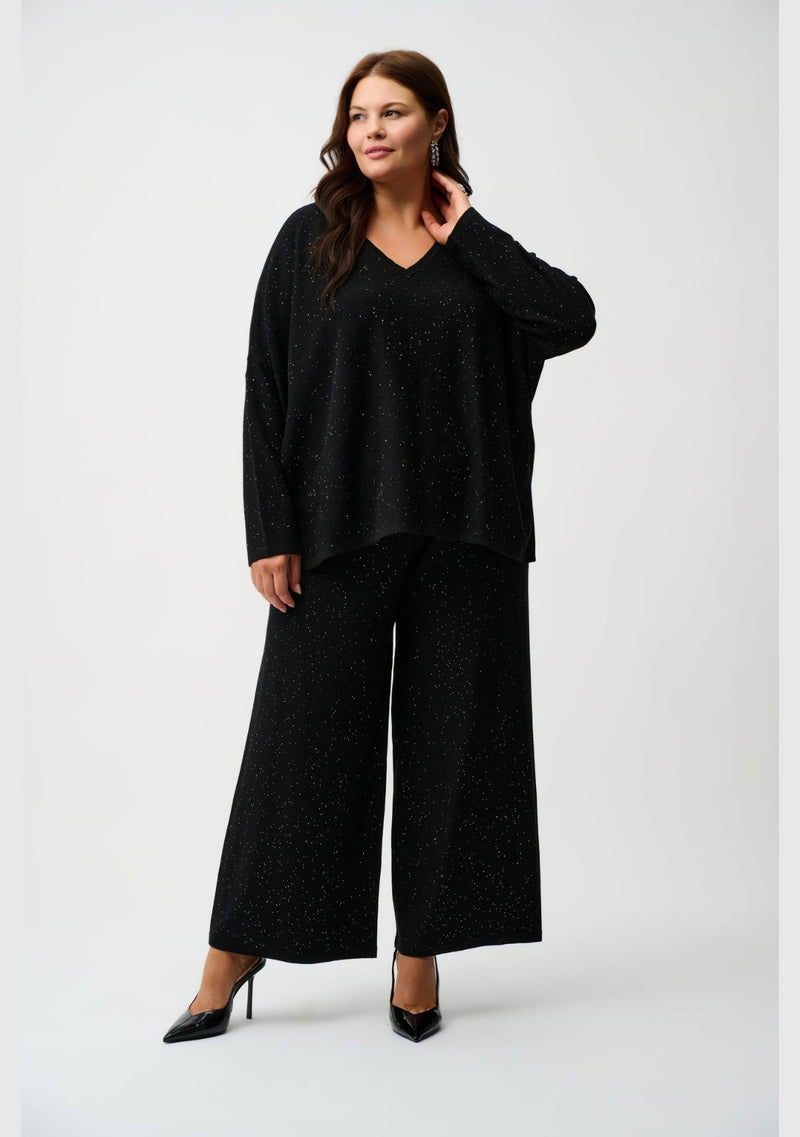 SEQUINED SWEATER KNIT CULOTTE PANT