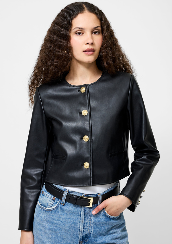 DESSA VEGAN LEATHER CROPPED JACKET
