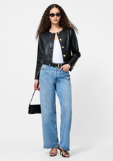 DESSA VEGAN LEATHER CROPPED JACKET