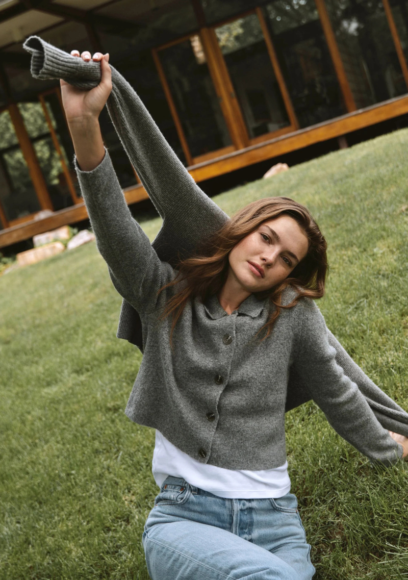 ELLIE KNIT COLLARED CARDIGAN