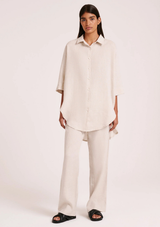 LOUNGE LINEN LONGLINE SHIRT