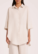 LOUNGE LINEN LONGLINE SHIRT