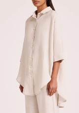 LOUNGE LINEN LONGLINE SHIRT