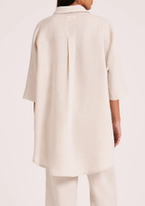 LOUNGE LINEN LONGLINE SHIRT