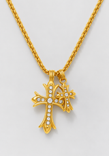 LAZARA DOUBLE CROSS PENDANT NECKLACE