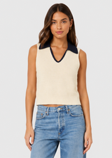 MOZART CONTRAST KNIT SLEEVELESS TOP