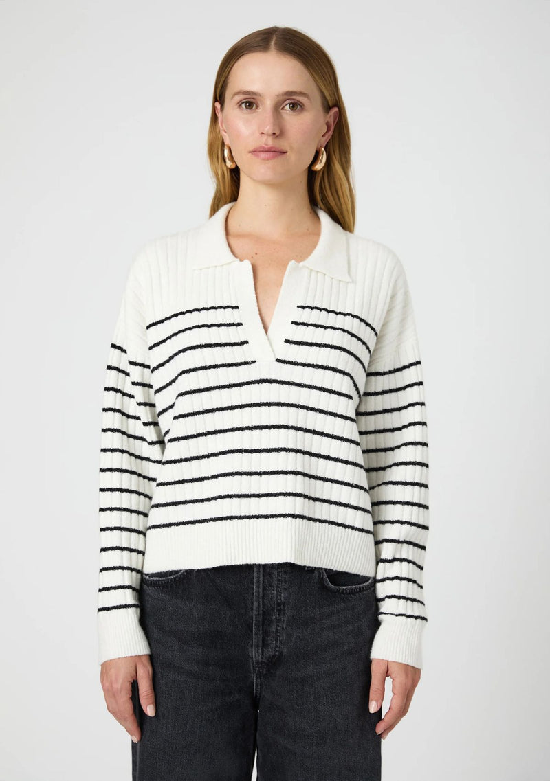 VHARI COLLAR LONGSLEEVE STRIPE SWEATER