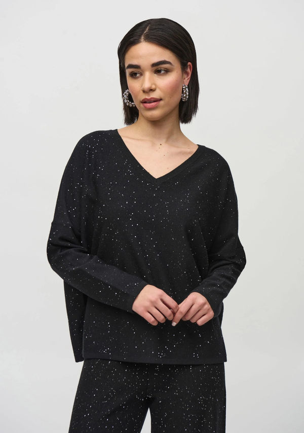 SEQUINED SWEATER KNIT BOXY TOP