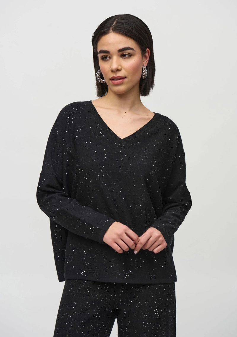 SEQUINED SWEATER KNIT BOXY TOP