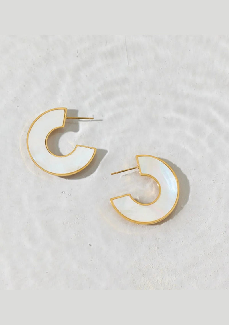DUA MOTHER OF PEARL MEDIUM HOOP EARRING