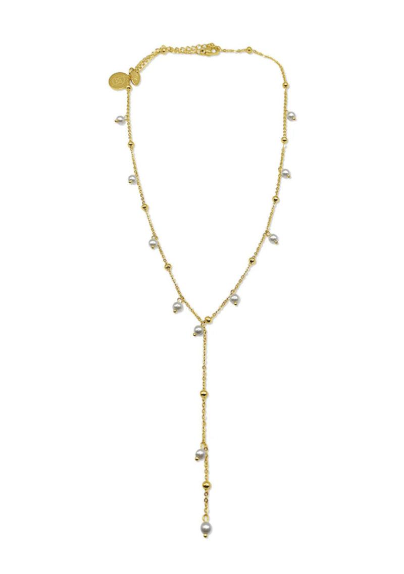 EMELINA PEARL LARIAT NECKLACE