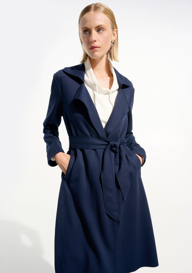 SCUBA JERSEY STRAIGHT COAT WITH SASH