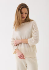 CASHMERE SILK 3/4 SLEEVE CREW NECK
