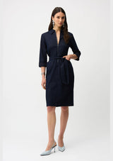 DENIM DRESS WITH HALF ZIP AND BELT