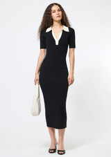 COSYSOFT V NECK MIDI DRESS
