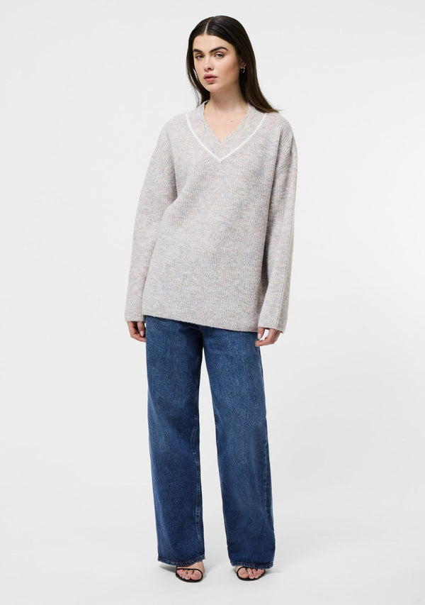 KEZIA TIPPED VNECK SWEATER