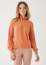 FRENCH TERRY L|S HALF ZIP MOCK NECK