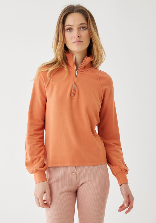 FRENCH TERRY L|S HALF ZIP MOCK NECK