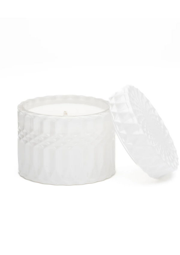 WHITE FACETED GLASS CANDLES