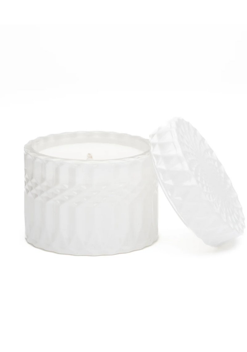 WHITE FACETED GLASS CANDLES