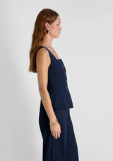 TWILL SQUARE NECK SLEEVELESS TOP