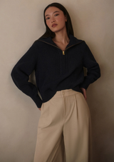MAURA HALF-ZIP RIB KNIT