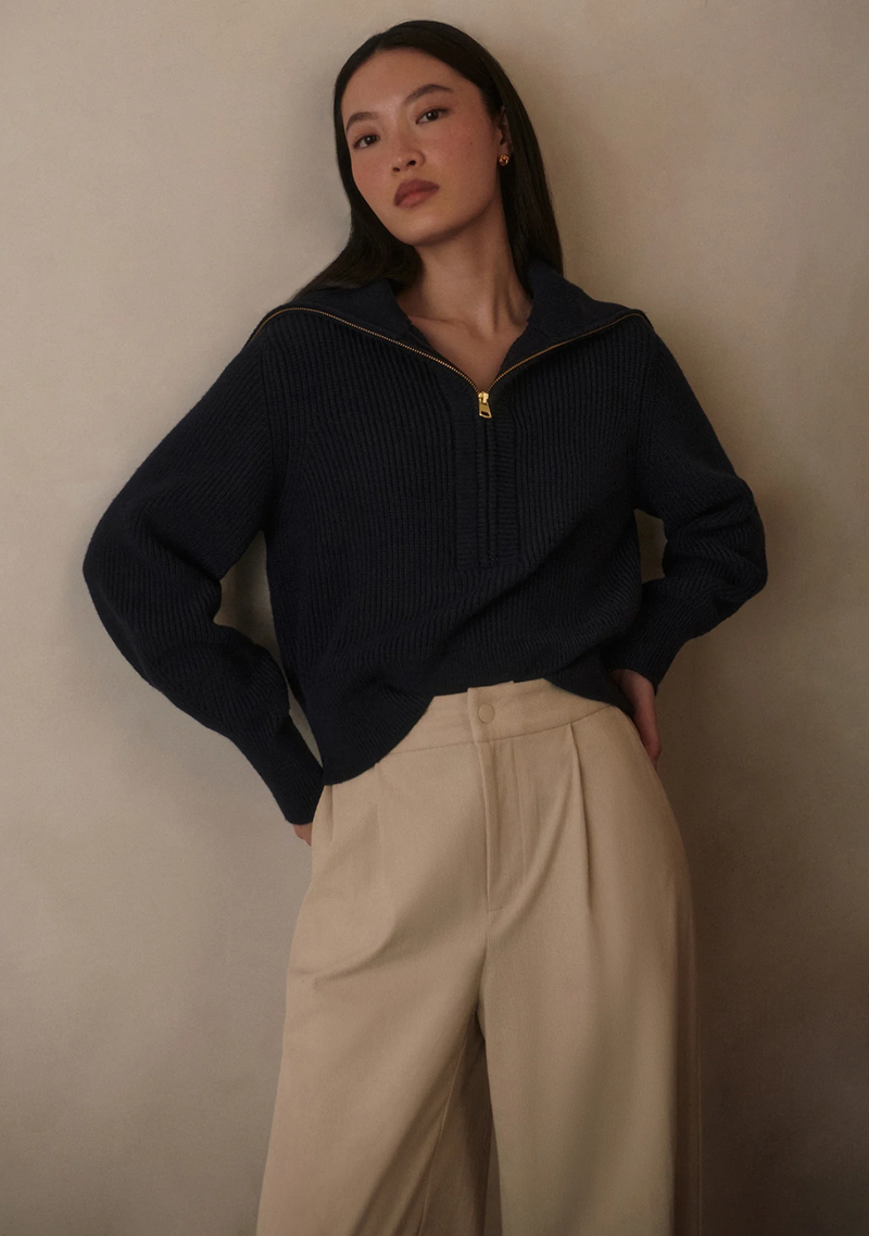 MAURA HALF-ZIP RIB KNIT