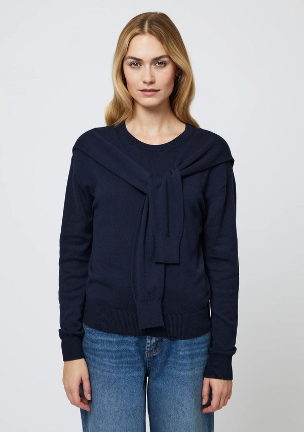 CASHMERE BLEND TIE SWEATER