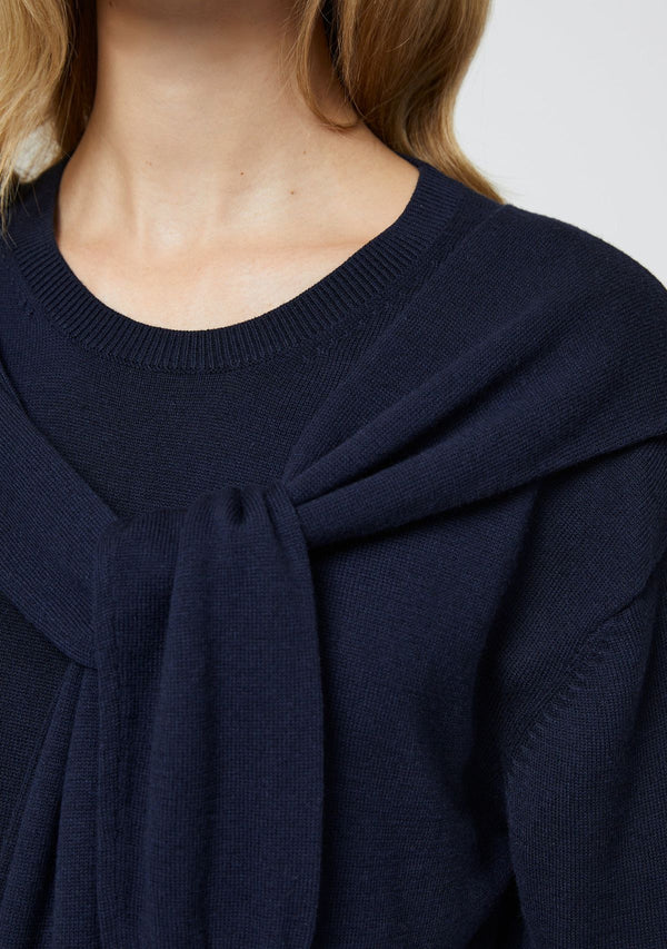 CASHMERE BLEND TIE SWEATER