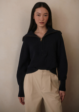 MAURA HALF-ZIP RIB KNIT