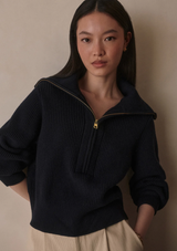 MAURA HALF-ZIP RIB KNIT