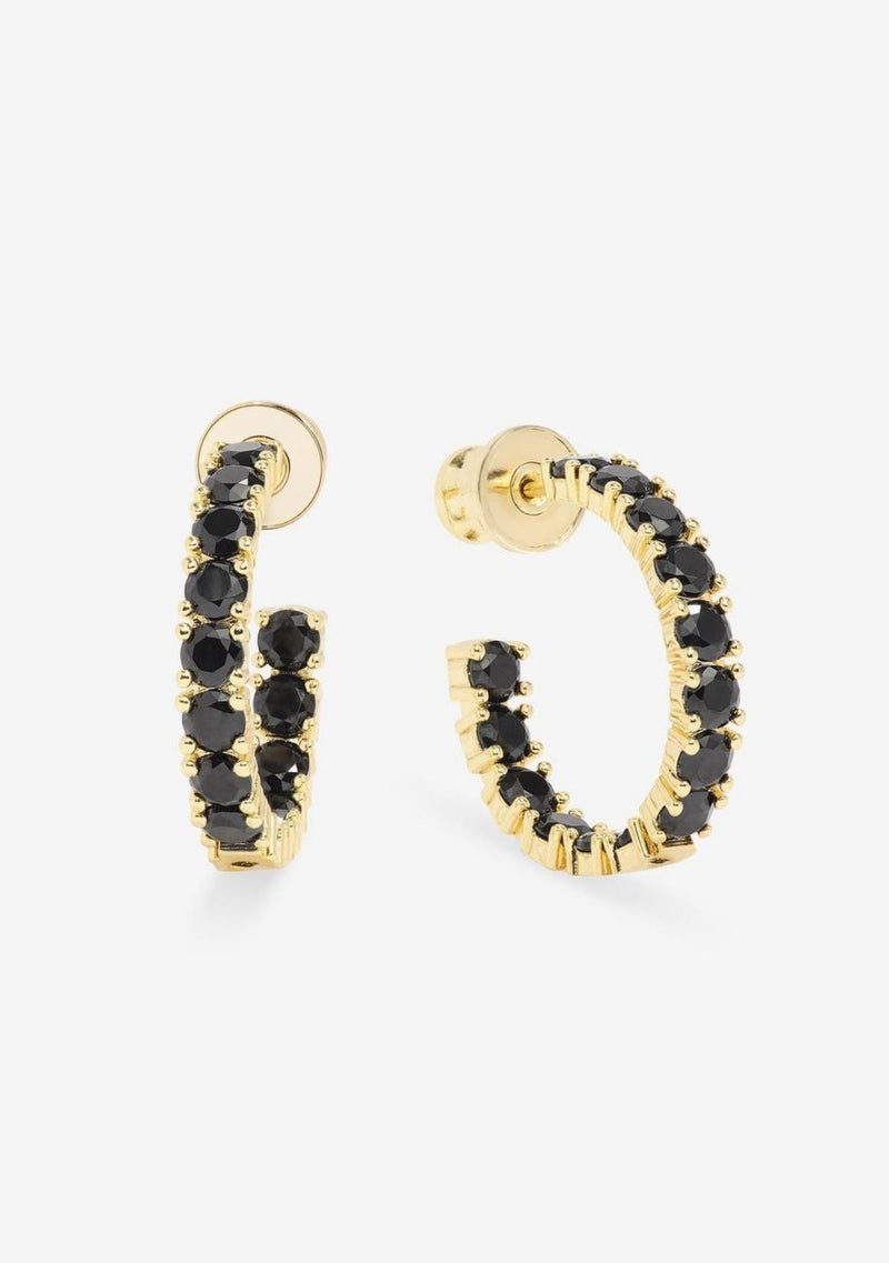 HEIRESS BLACK HOOPS .75"