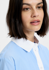 POPLIN TICKING CONTRAST BUTTON UP