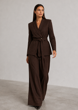 CAMILLE PINSTRIPE BELTED BLAZER