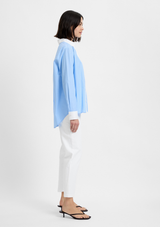POPLIN TICKING CONTRAST BUTTON UP