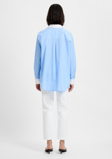 POPLIN TICKING CONTRAST BUTTON UP