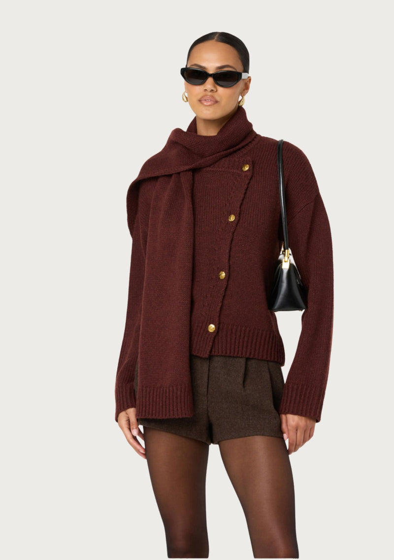 JACKELINE ASYMMETRICAL SCARF CARDIGAN