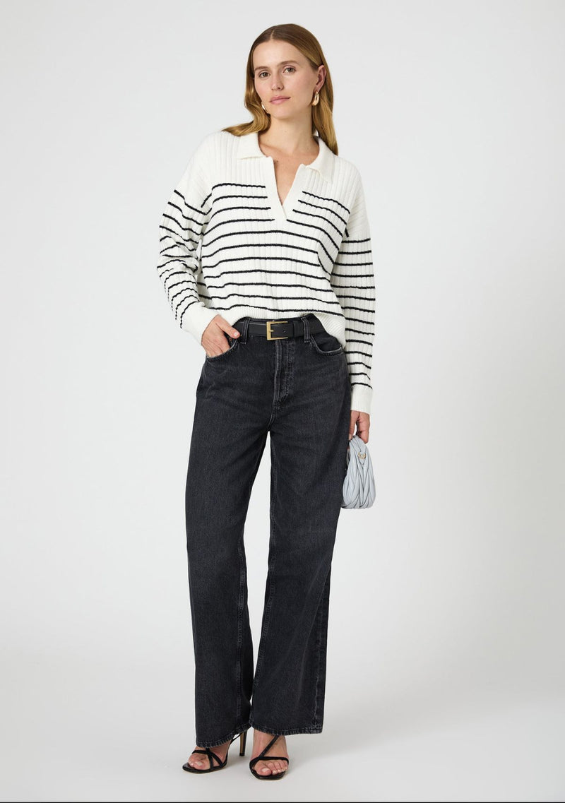 VHARI COLLAR LONGSLEEVE STRIPE SWEATER