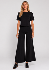 PONTE KNIT CROPPED WIDE LEG PANT