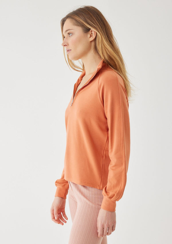 FRENCH TERRY L|S HALF ZIP MOCK NECK